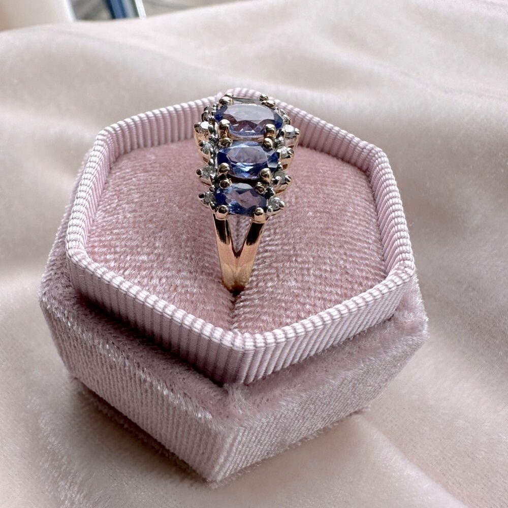 Tanzanite and Diamond Ring 14K Yellow Gold - Picture 6 of 17